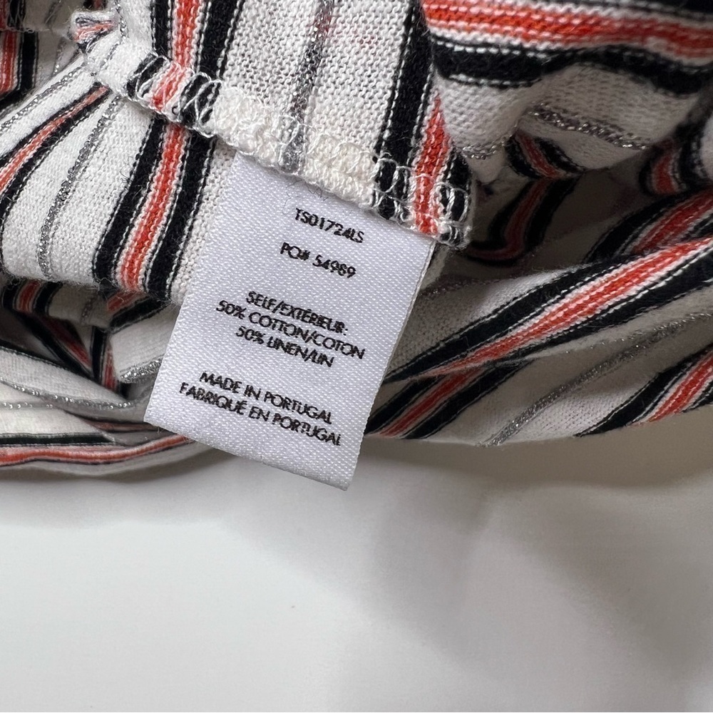 Derek Lam 10 Crosby Puff Shoulder Striped Long sleeve Top - Picture 9 of 11